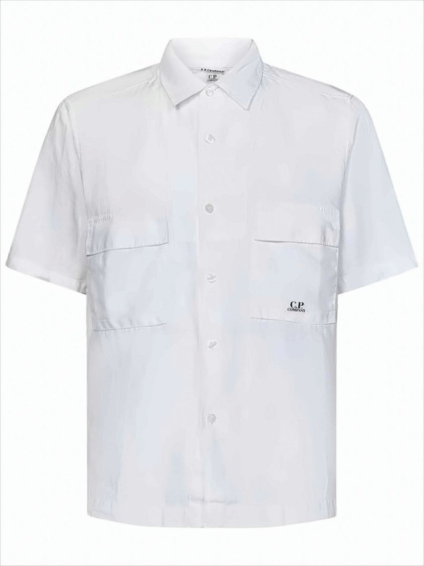 C.P. Company Short-Sleeved Linen Shirt With Classic Collar