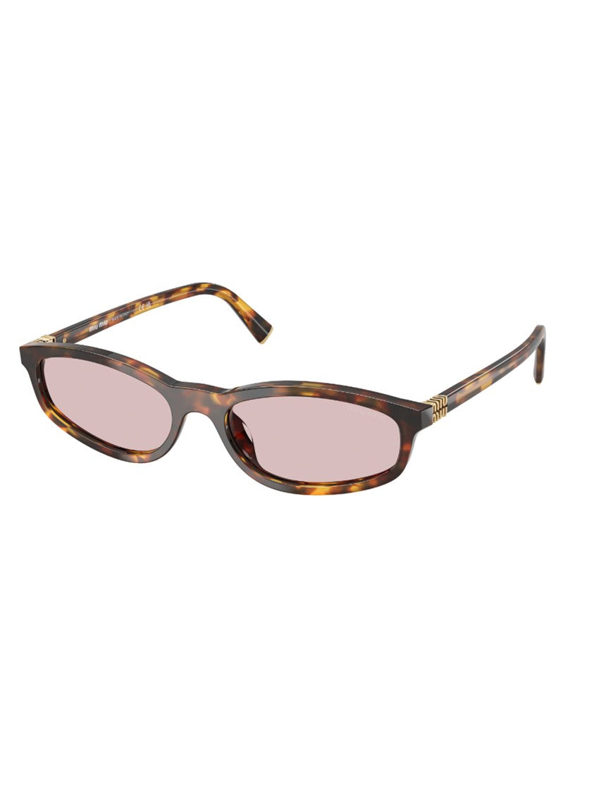 Miu Miu A06s Sole Narrow Rectangular Gold Sunglasses