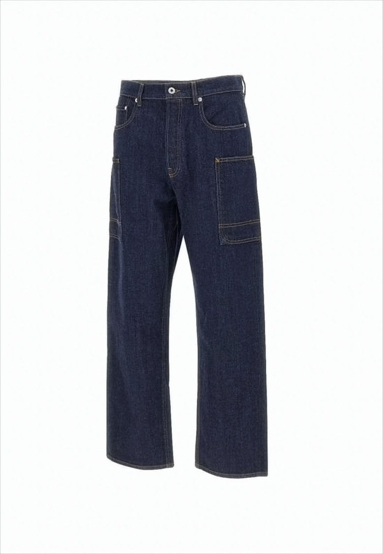 Kenzo Wide-Leg Cotton Denim Pants With Utility Pockets