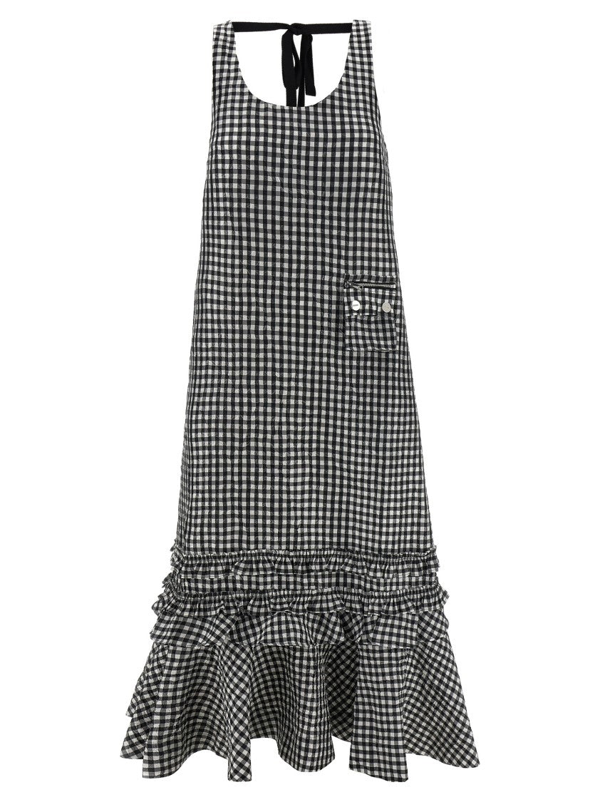 Ganni Crinkled Check Long' Dress