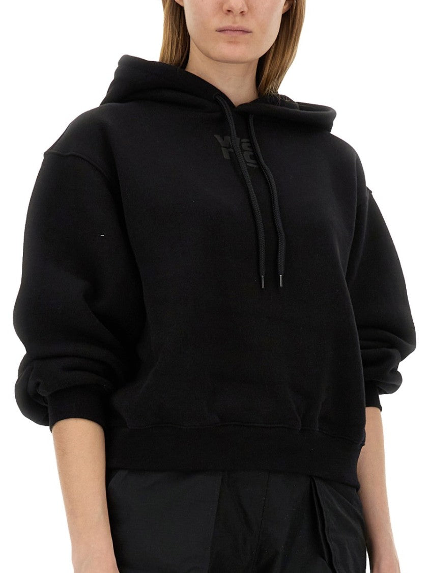 T By Alexander Wang Cropped Hoodie With Subtle Logo