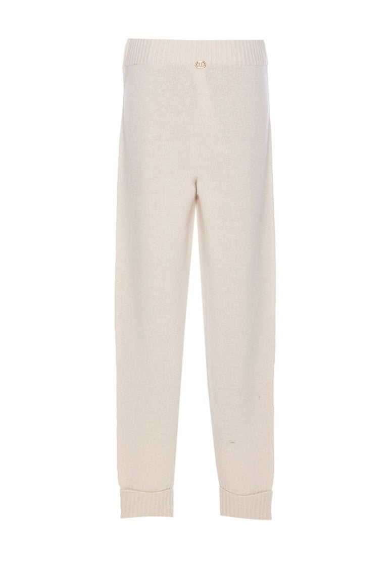 Twin-Set Relaxed Fit Grey Cashmere-Wool Trousers