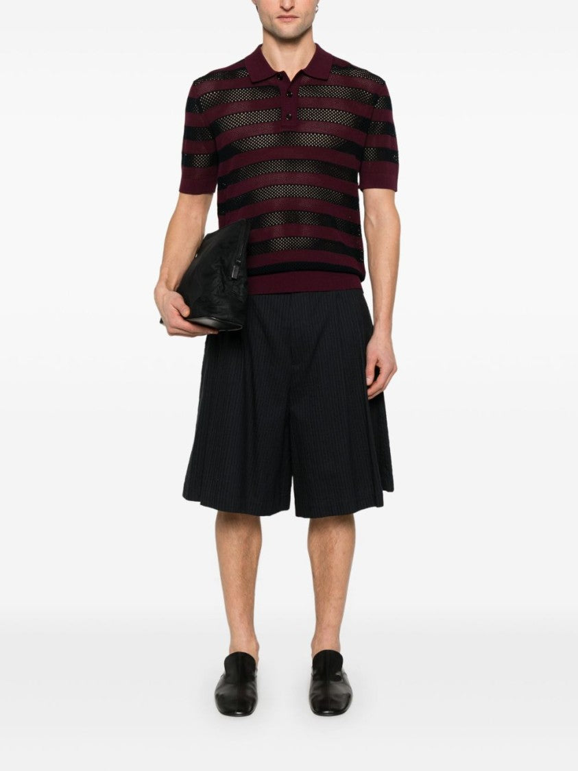 Dries Van Noten Horizontal Stripe Short Sleeve Polo Shirt