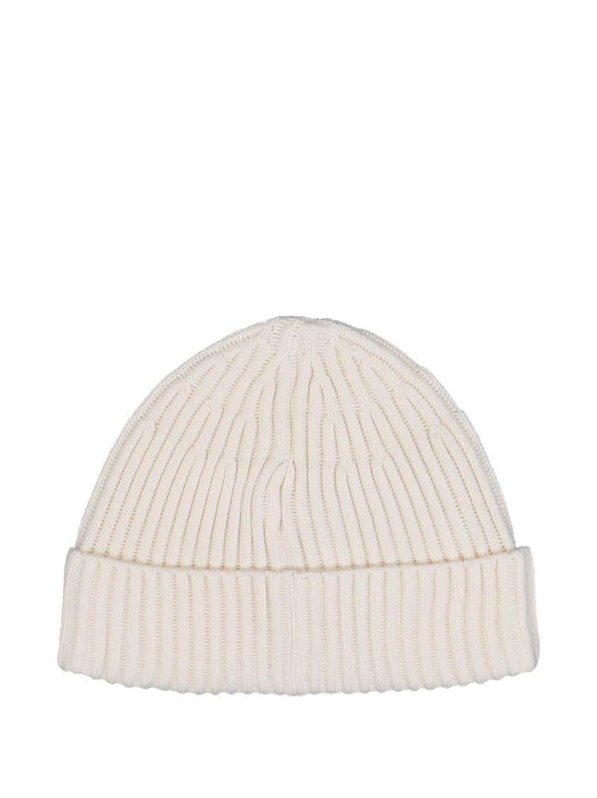 Stone Island Ribbed Knit Hat With Folded Cuff