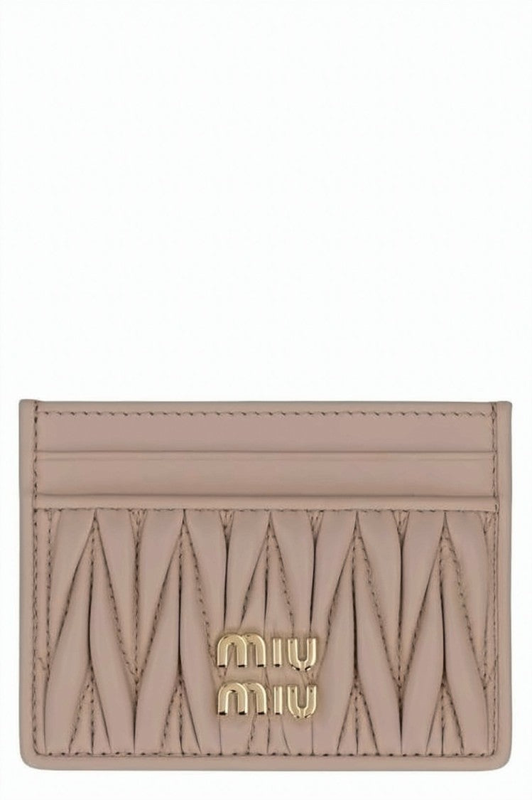 Miu Miu Compact Lambskin Cardholder With Signature Matelassé Pattern