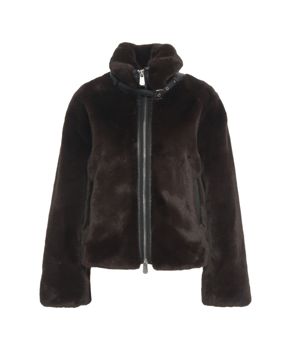 Pinko Faux Fur Jacket With High Collar