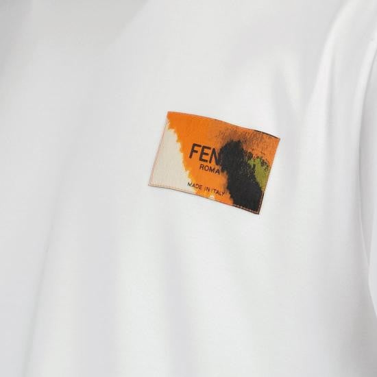 Fendi Short-Sleeve White T-Shirt With Artistic Patch