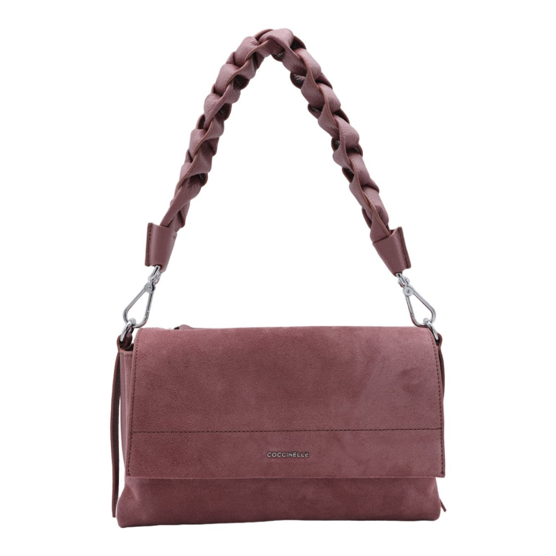 Coccinelle Muted Mauve Suede Handbag With Braided Handle