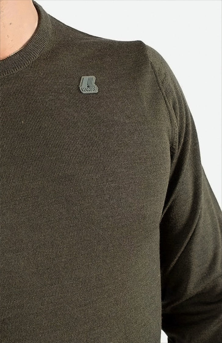 K-Way Fitted Brown Crewneck Sweater With Ribbed Detailing