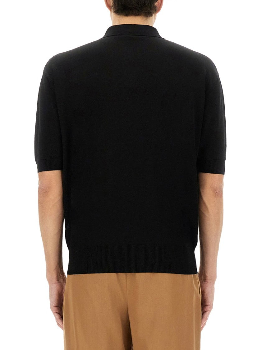 Lardini Classic Black Organic Cotton Polo Shirt