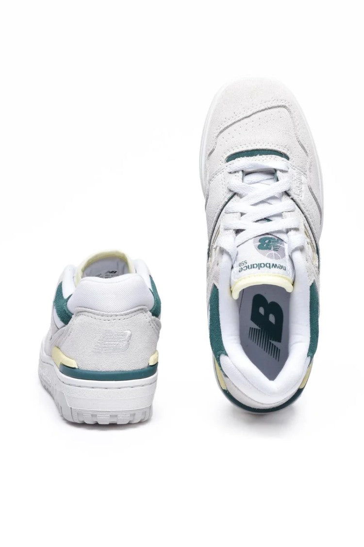 New Balance White Leather Polyester Rubber Women's Sneakers