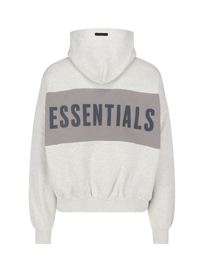 Fear Of God Essentials Light Grey Cotton Contrast Logo Hoodie