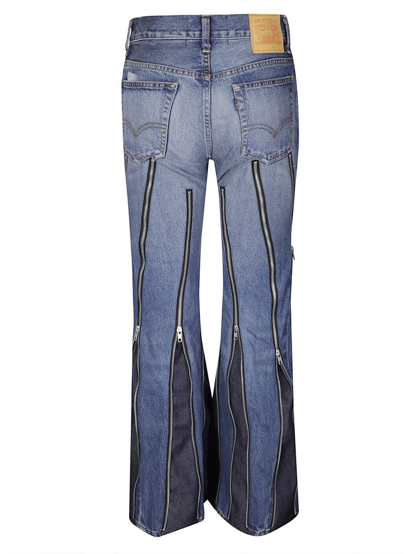 Junya Watanabe Flared Denim Trousers With Zipper Detail