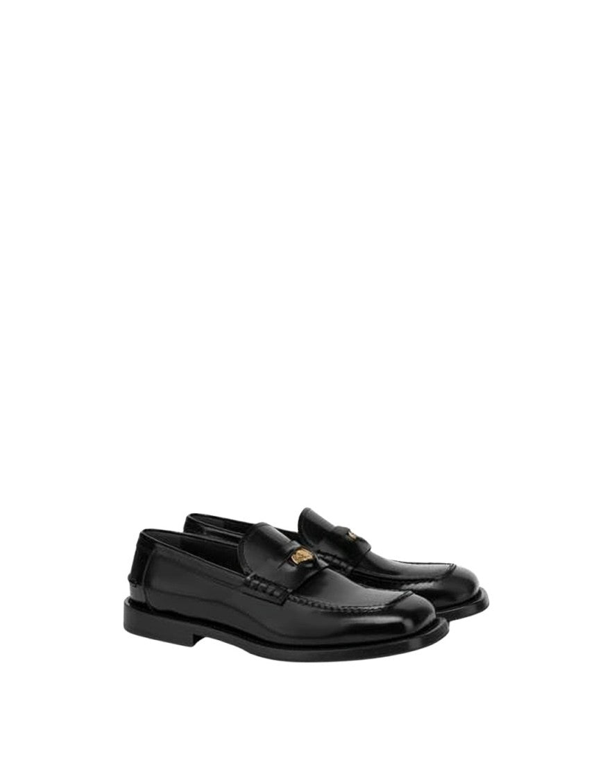 Moschino Polished Leather Mules With Gold-Tone Emblem