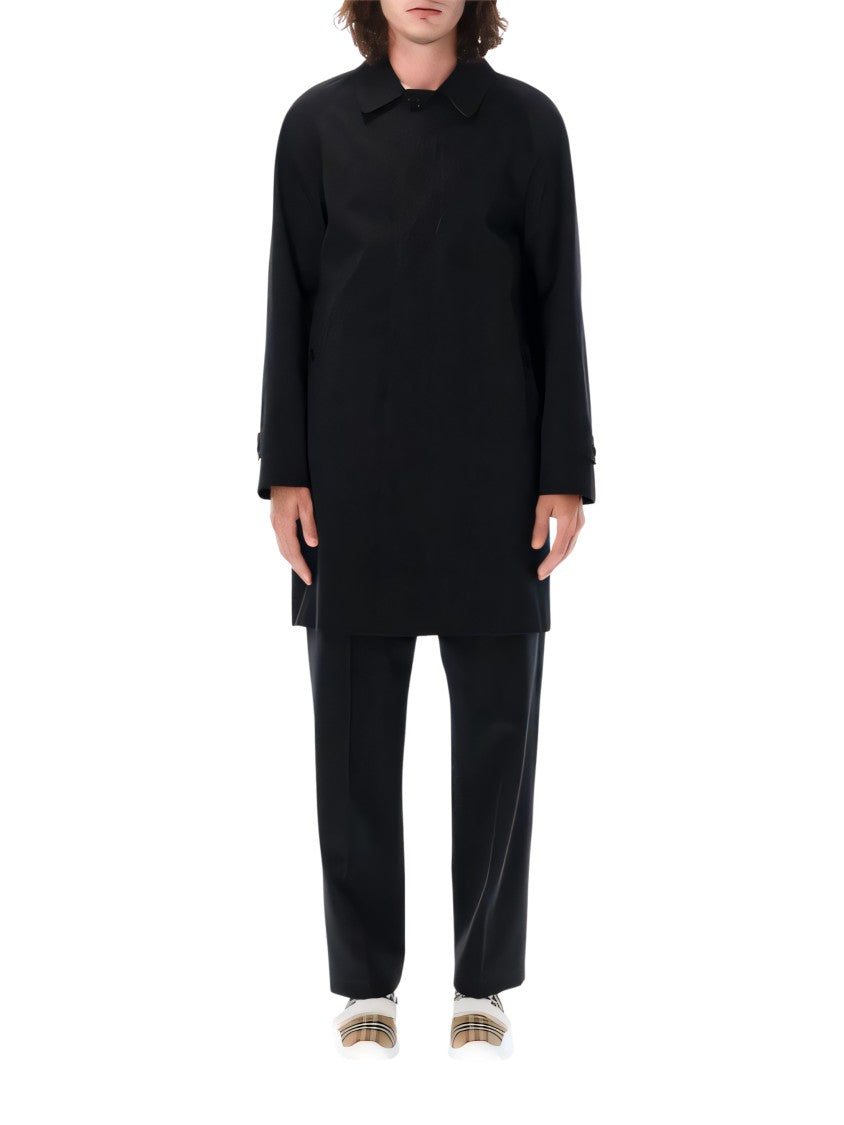 Burberry Black Cotton Coat With Classic Collar