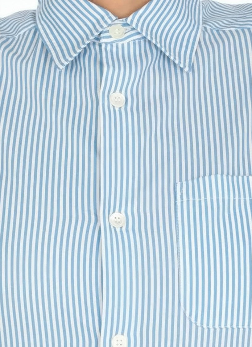 A.P.C. Vertical Stripe Button-Up Shirt With Embroidered Details