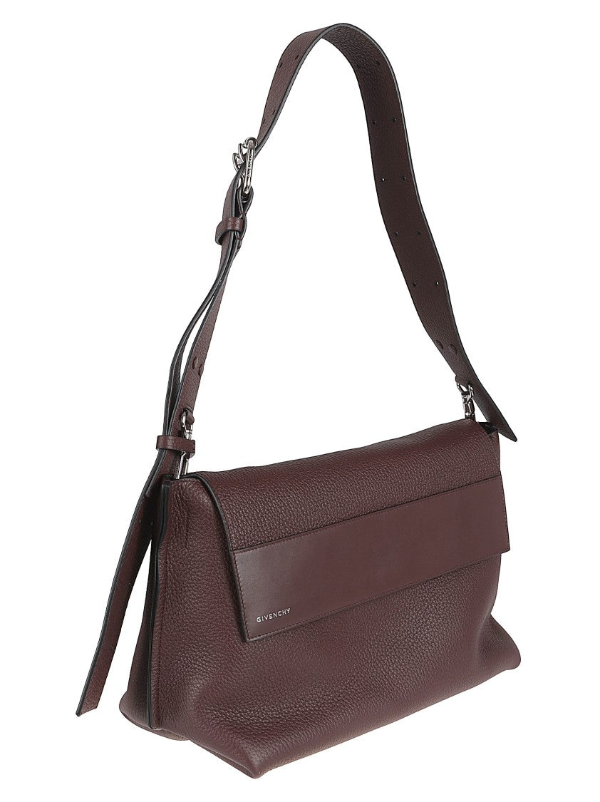 Givenchy Fold-Over Flap Leather Bag With Adjustable Strap