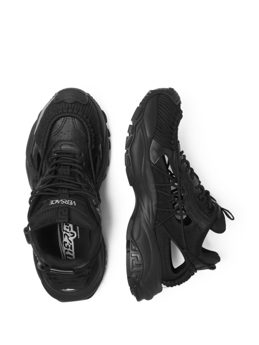 Versace Black Panelled Sneakers With Cut-Out Detailing