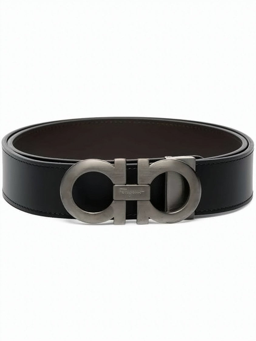 Salvatore Ferragamo Gancini Leather Belt With Iconic Metal Buckle