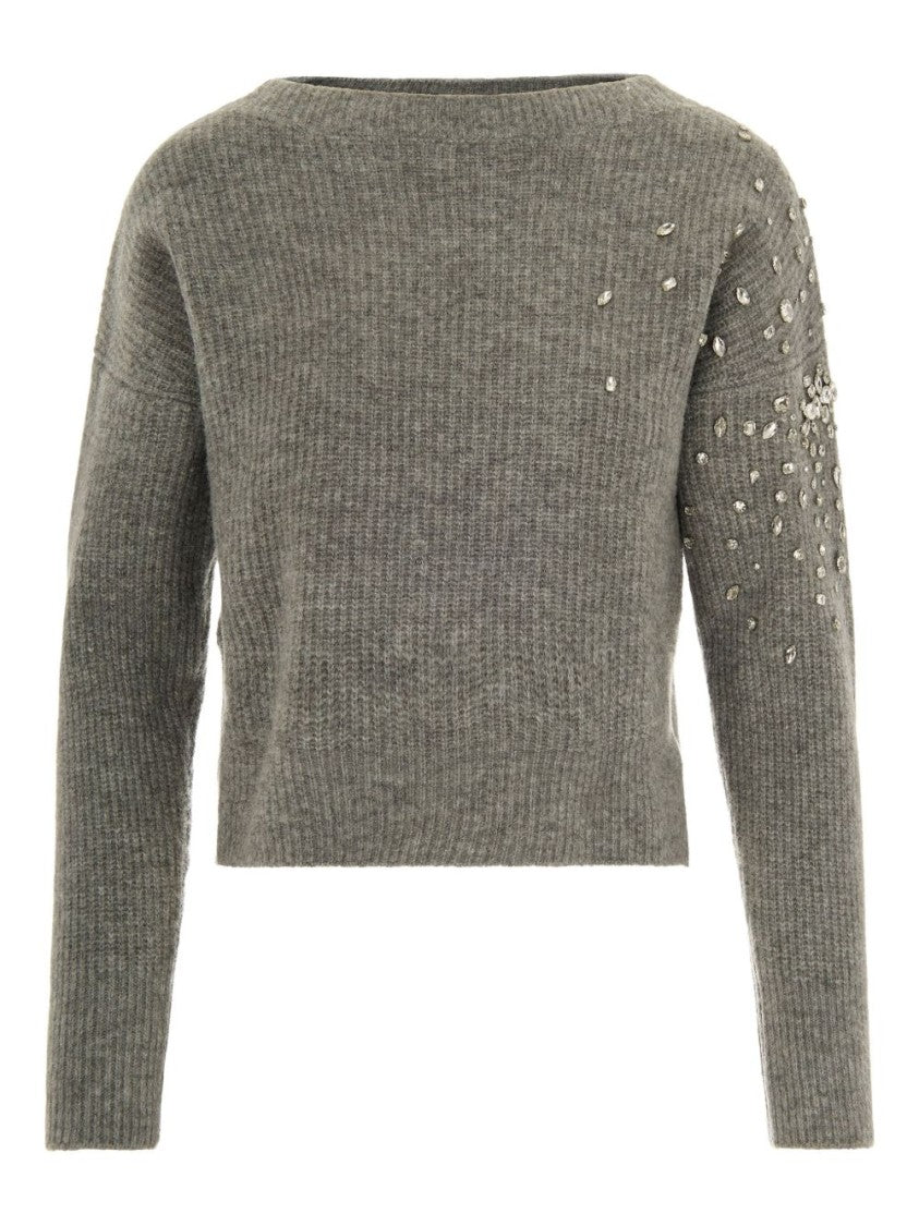 Liu Jo Textured Knit Sweater With Sparkling Embellishments