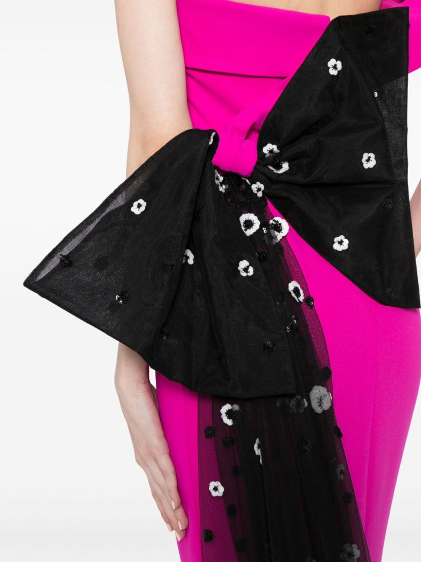 Saiid Kobeisy Crepe Off-Shoulder Dress With A Tulle Bow