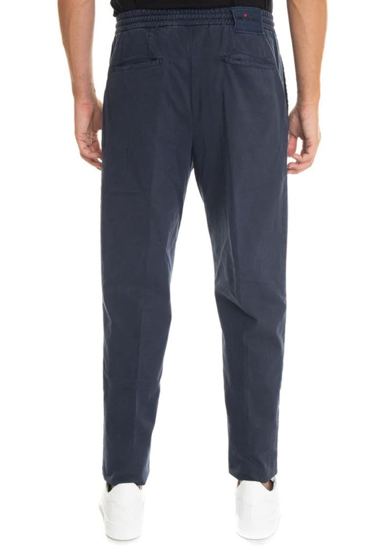 Kiton Relaxed-Fit Blue Trousers With Drawstring Waist