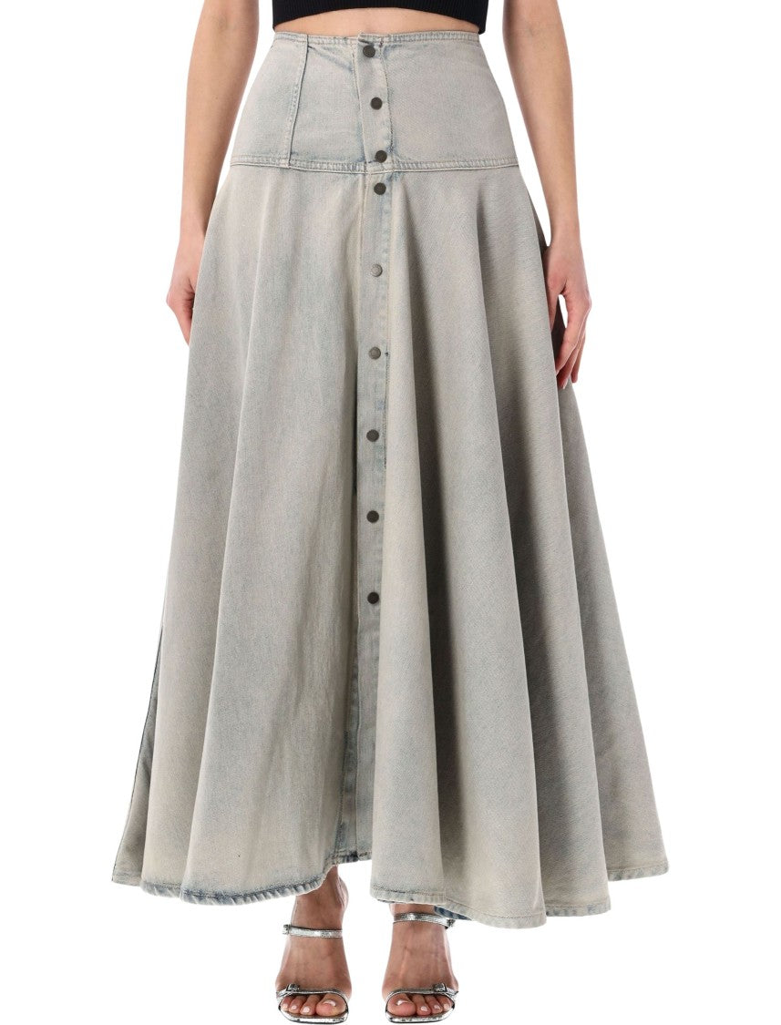 Haikure Thea High-Waisted Denim Maxi Skirt