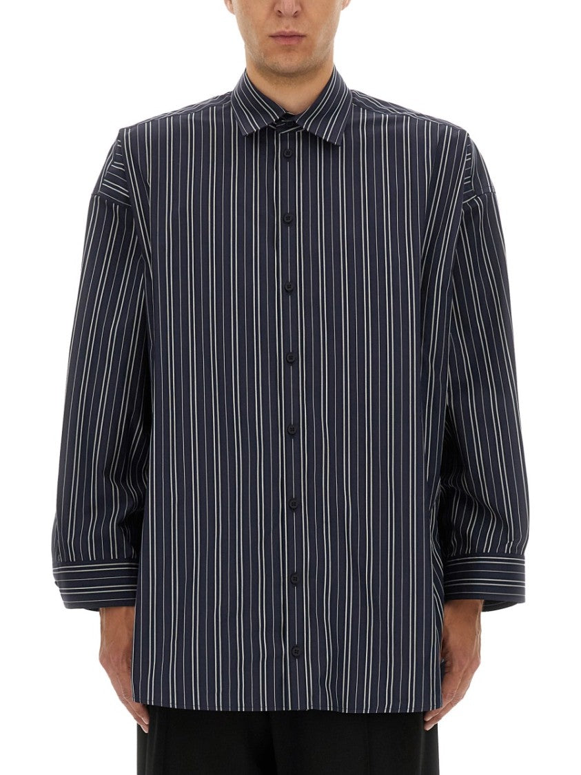 Balenciaga Contrasting Stripe Oversized Cotton Shirt