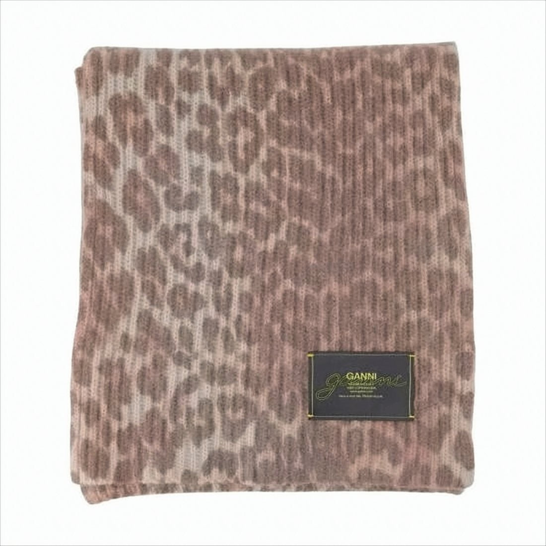 Ganni Knit Scarf With Subtle Leopard Print