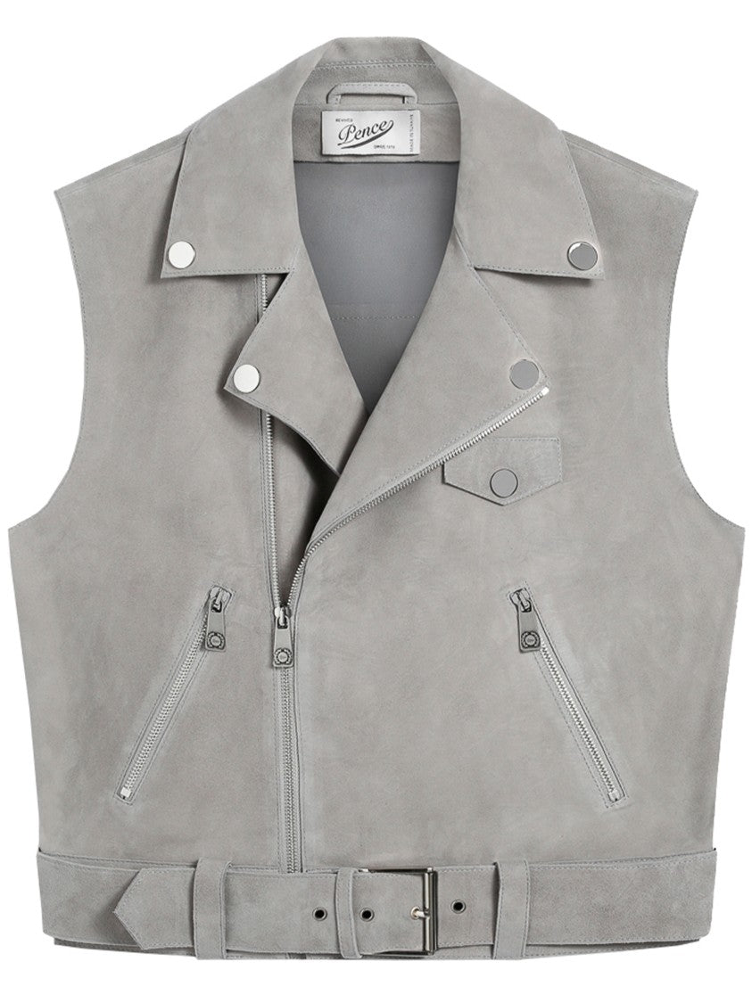 Pence Anemone Cropped Leather Biker Vest
