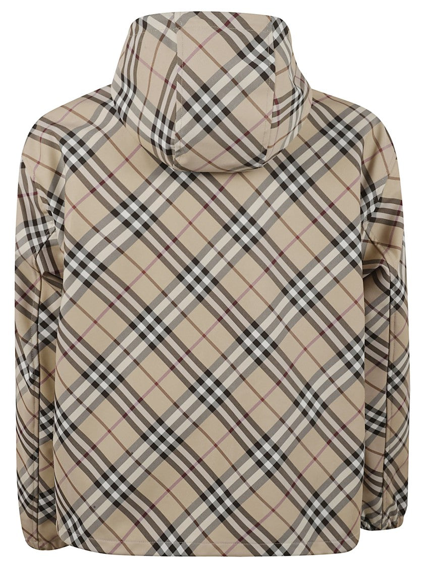 Burberry Hooded Plaid Coat With Zip Closure