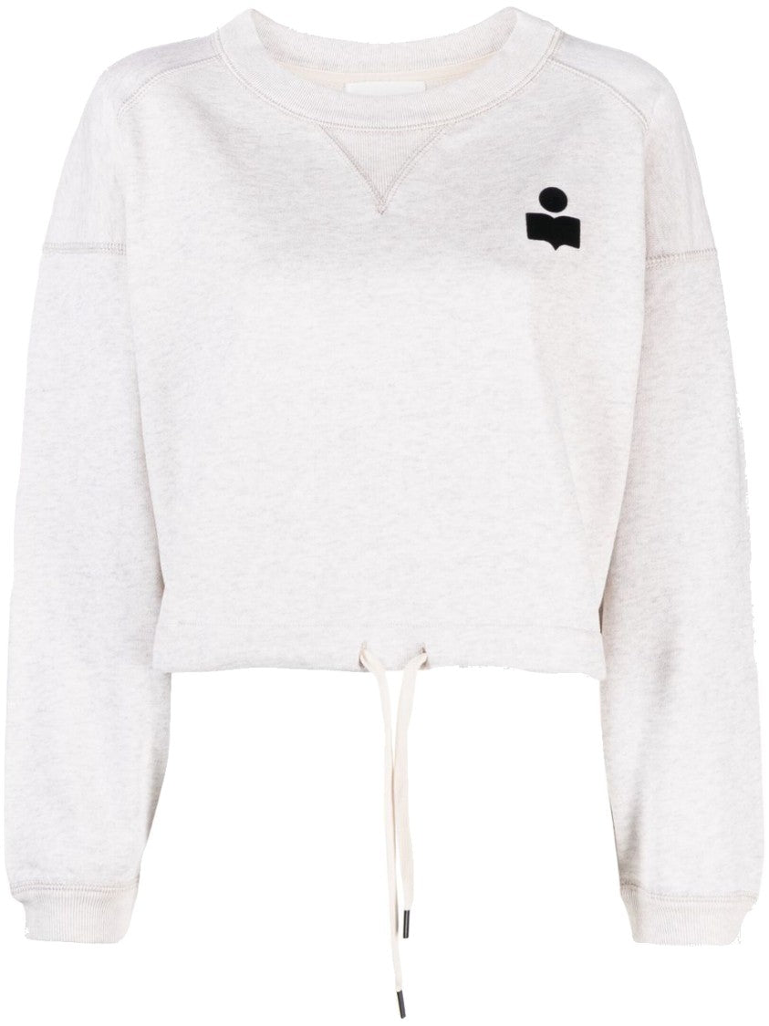 Isabel Marant Étoile Cropped Beige Sweatshirt With Logo Print