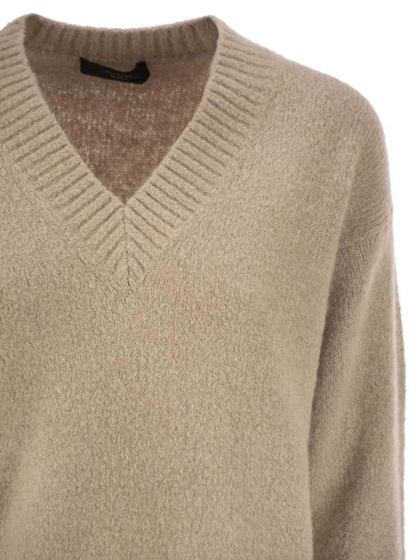 Max Mara Visita - V-Neck Sweater In Alpaca And Cotton