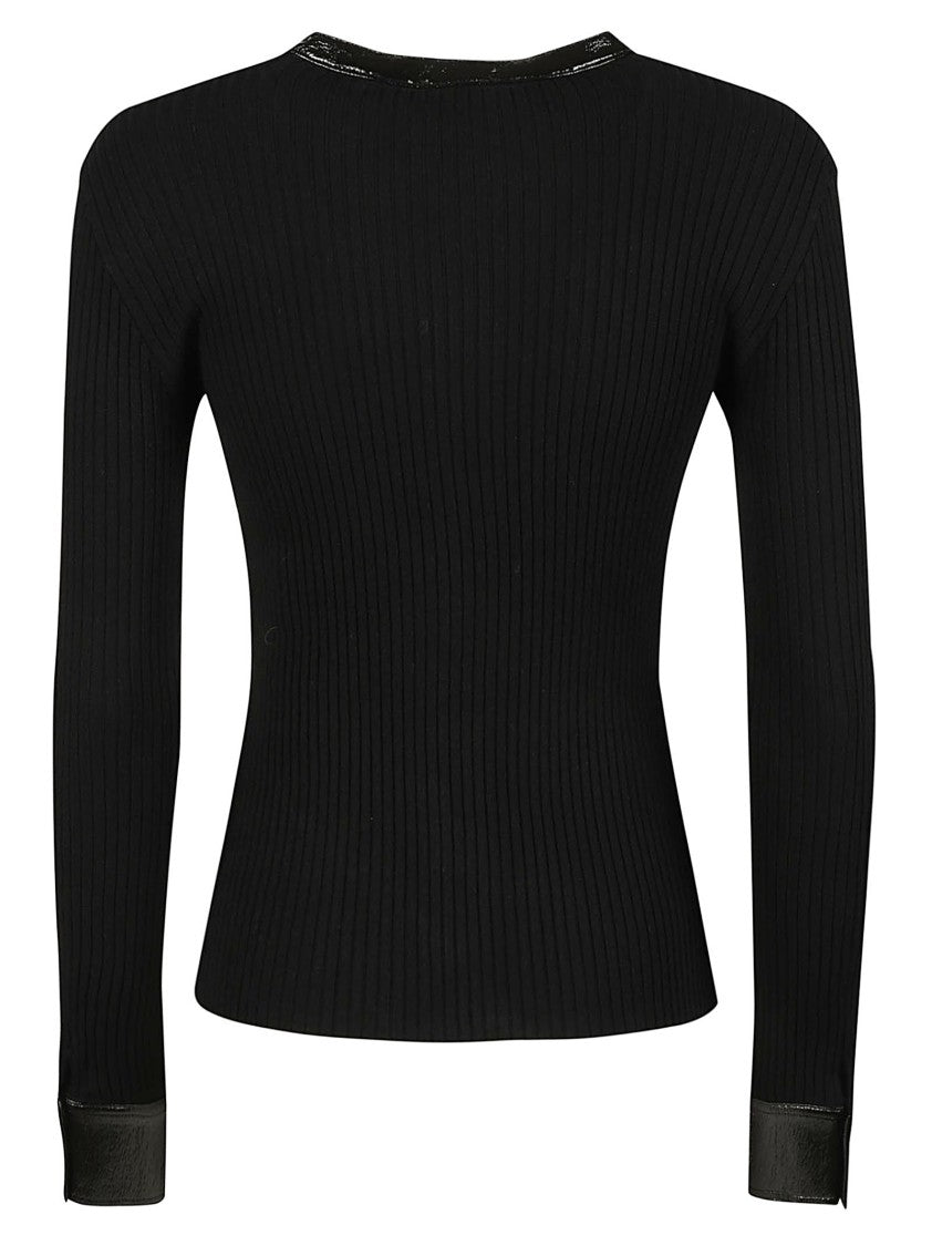 Courrèges Contrasted Vinyl Ribbed Cardigan