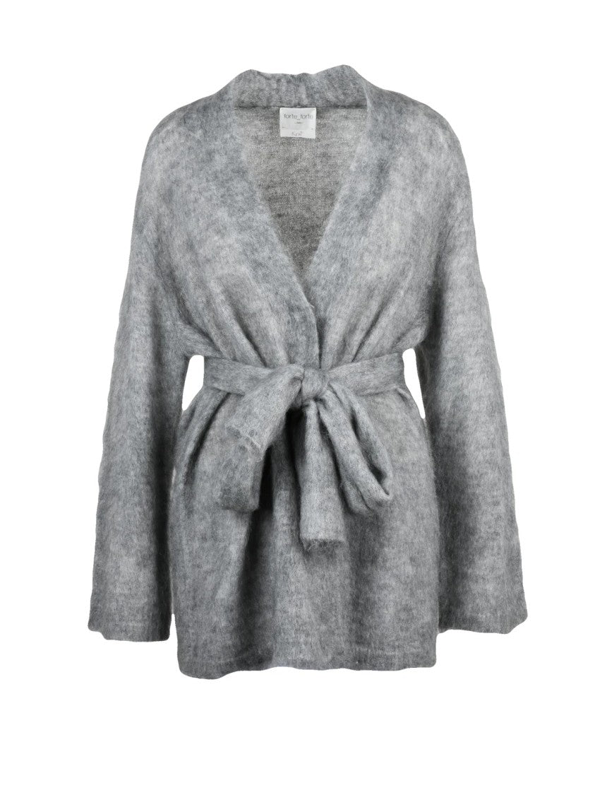 Forte Forte Grey Mohair-Blend Belted Cardigan
