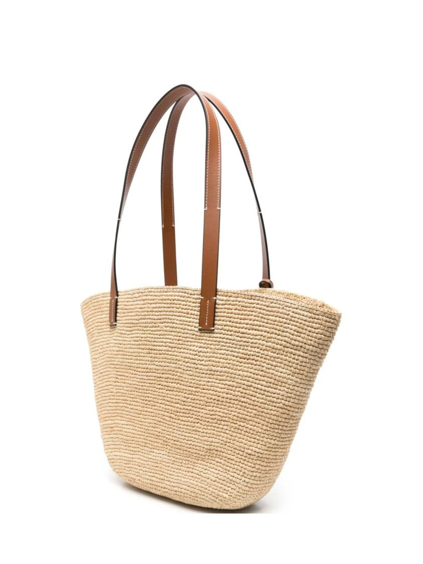 Manebi Woven Basket Leather Tote Bag