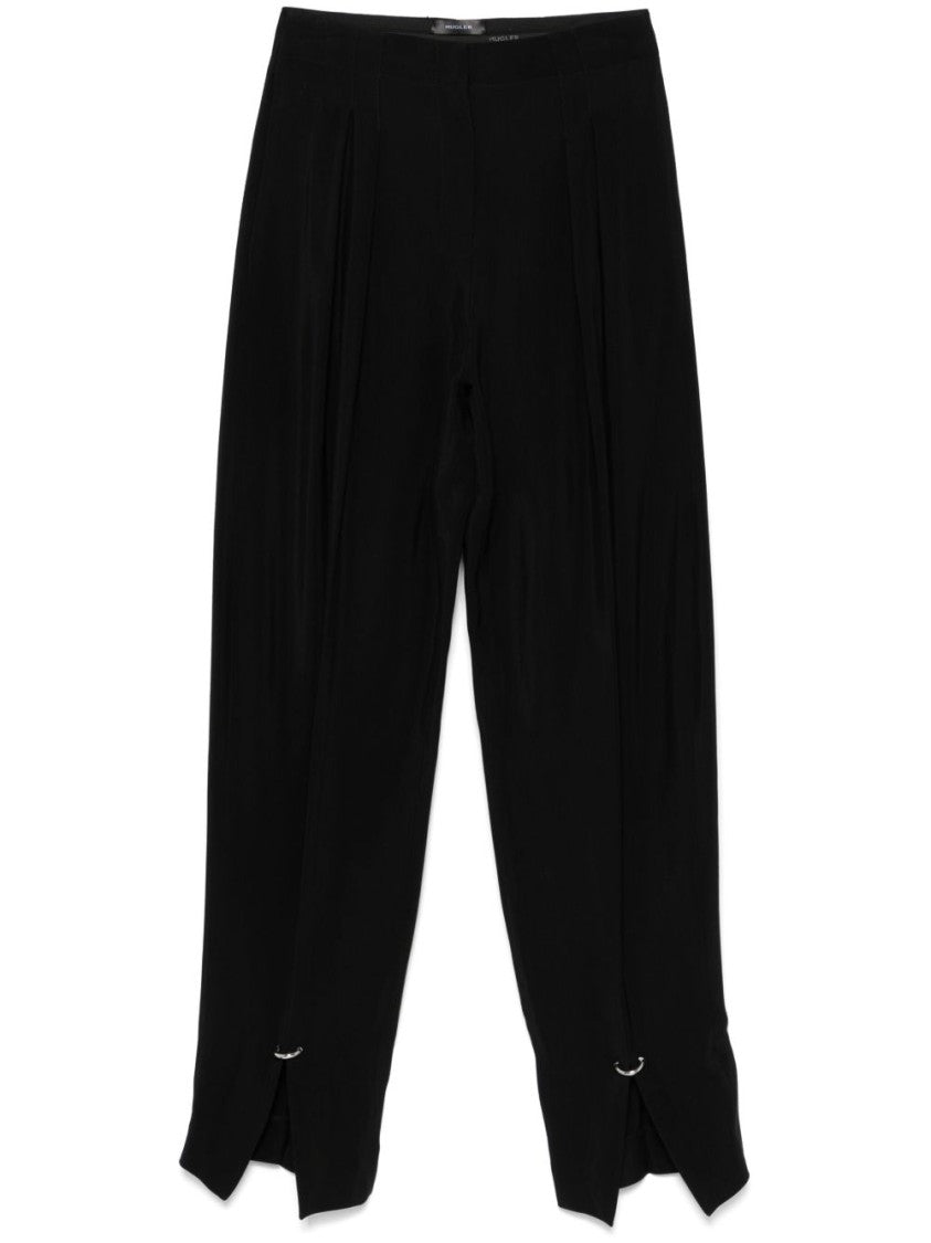 Mugler Black Tailored Straight Leg Slit Trousers