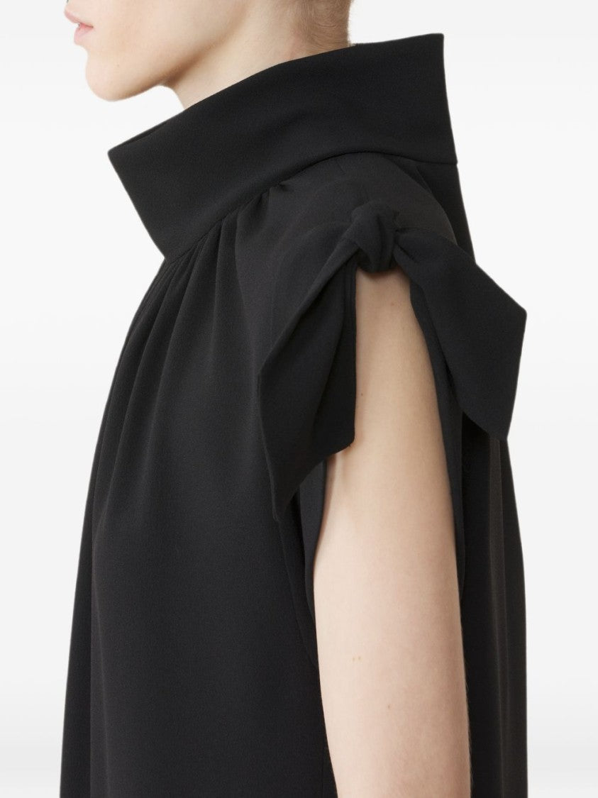 Lanvin Silk And Nylon Midi Dress With Tied Bow Sleeves