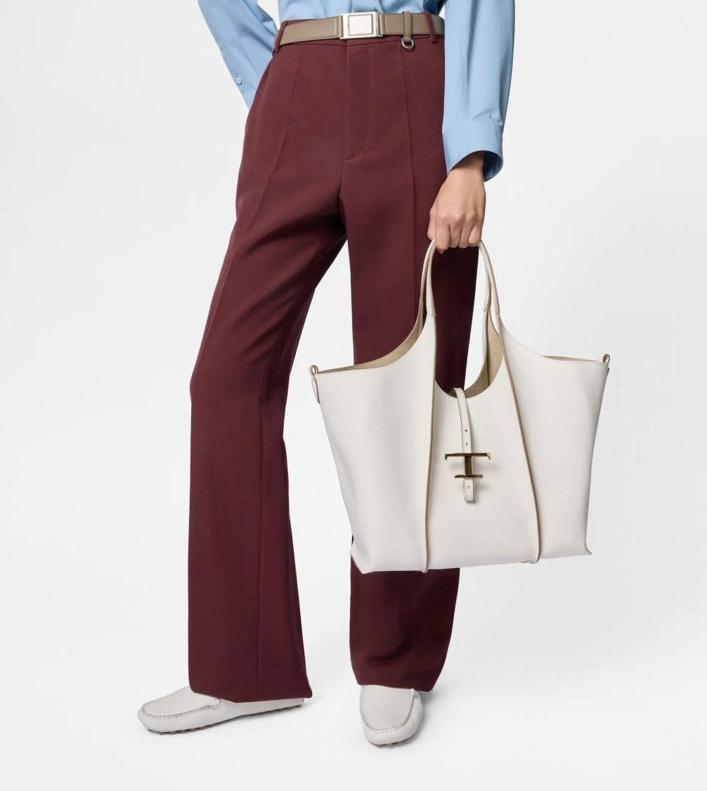 Tod's White Tsb Shopping Pend. T Medium Bag