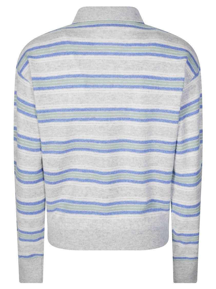 Guest In Residence Collegiate Stripe Cashmere Polo Sweater