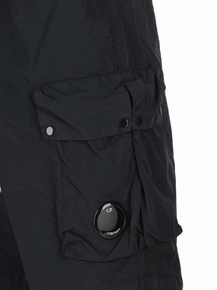 C.P. Company Black Minimalist Elastic Waist Polyamide Shorts