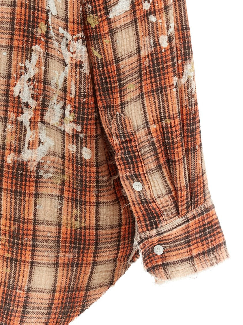 R13 Plaid Motif Shirt With Crinkled Texture
