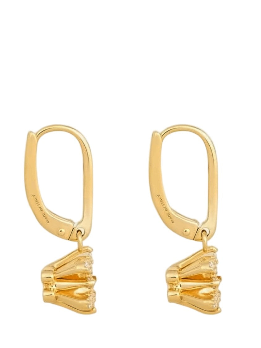 Celine Gold-Tone Hoop Earrings With Crystal-Encrusted Charm