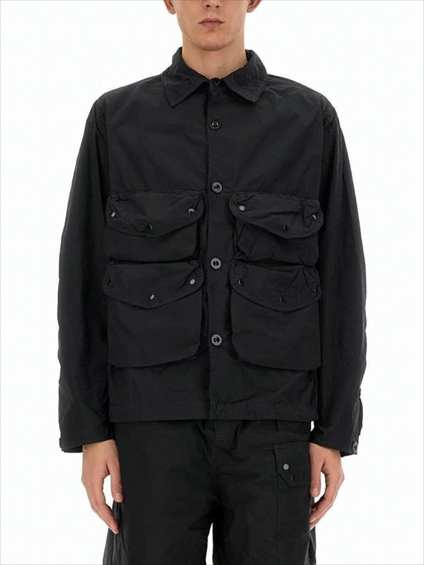 Ten C Button-Up Black Jacket With Classic Collar