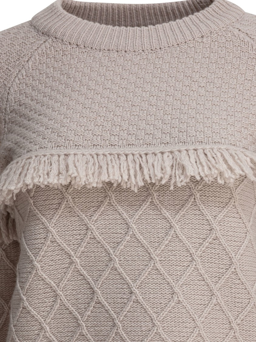 Rakki' Textured Knit Sweater With Fringe Detail