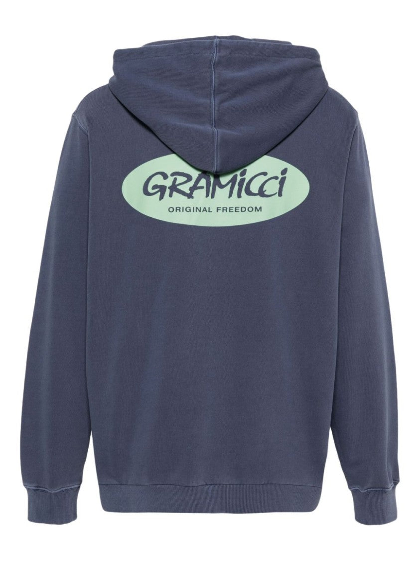 Gramicci Relaxed-Fit Grey Logo Hoodie With Spacious Hood