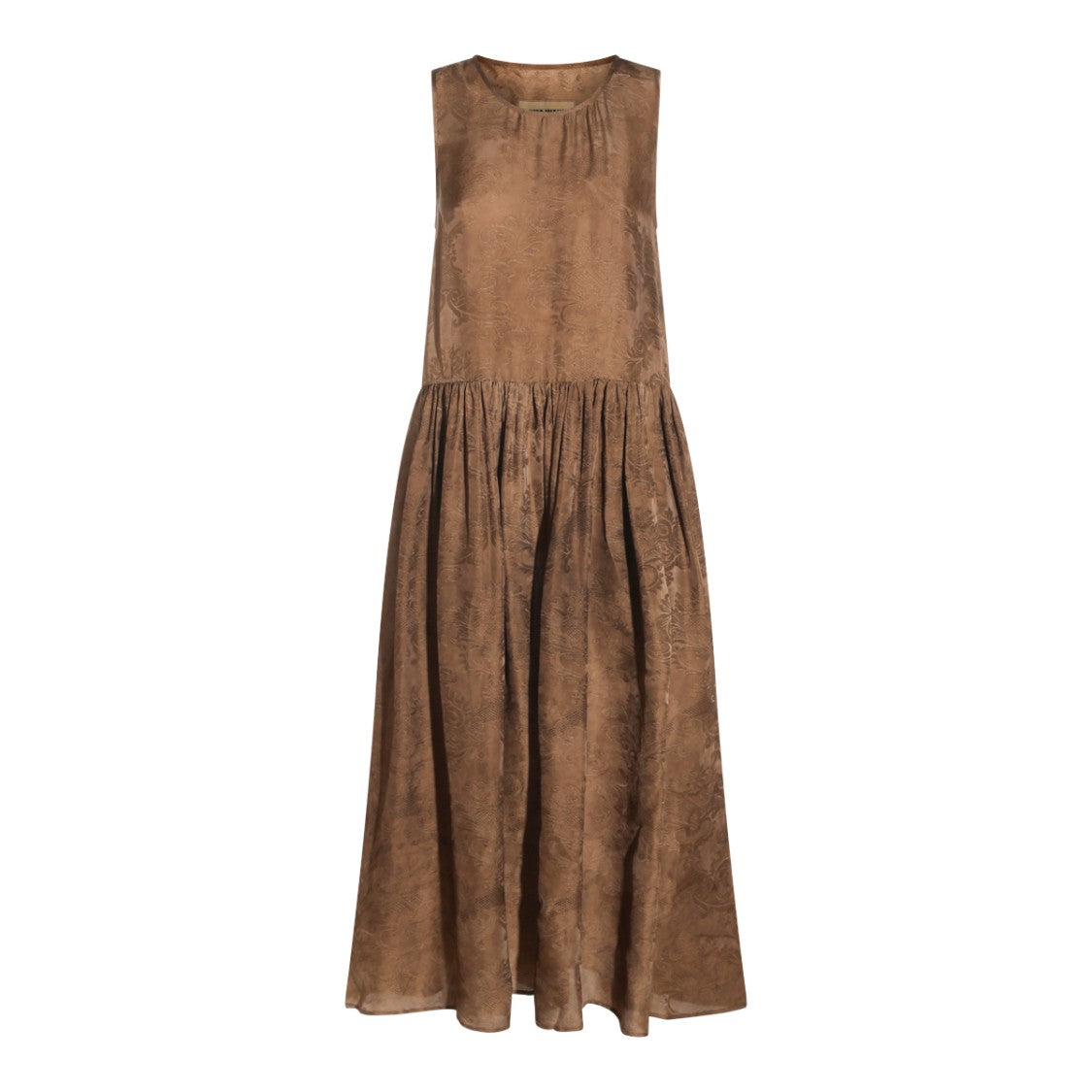 Uma Wang Yellow Flowing Jacquard Gathered-Waist Midi Dress