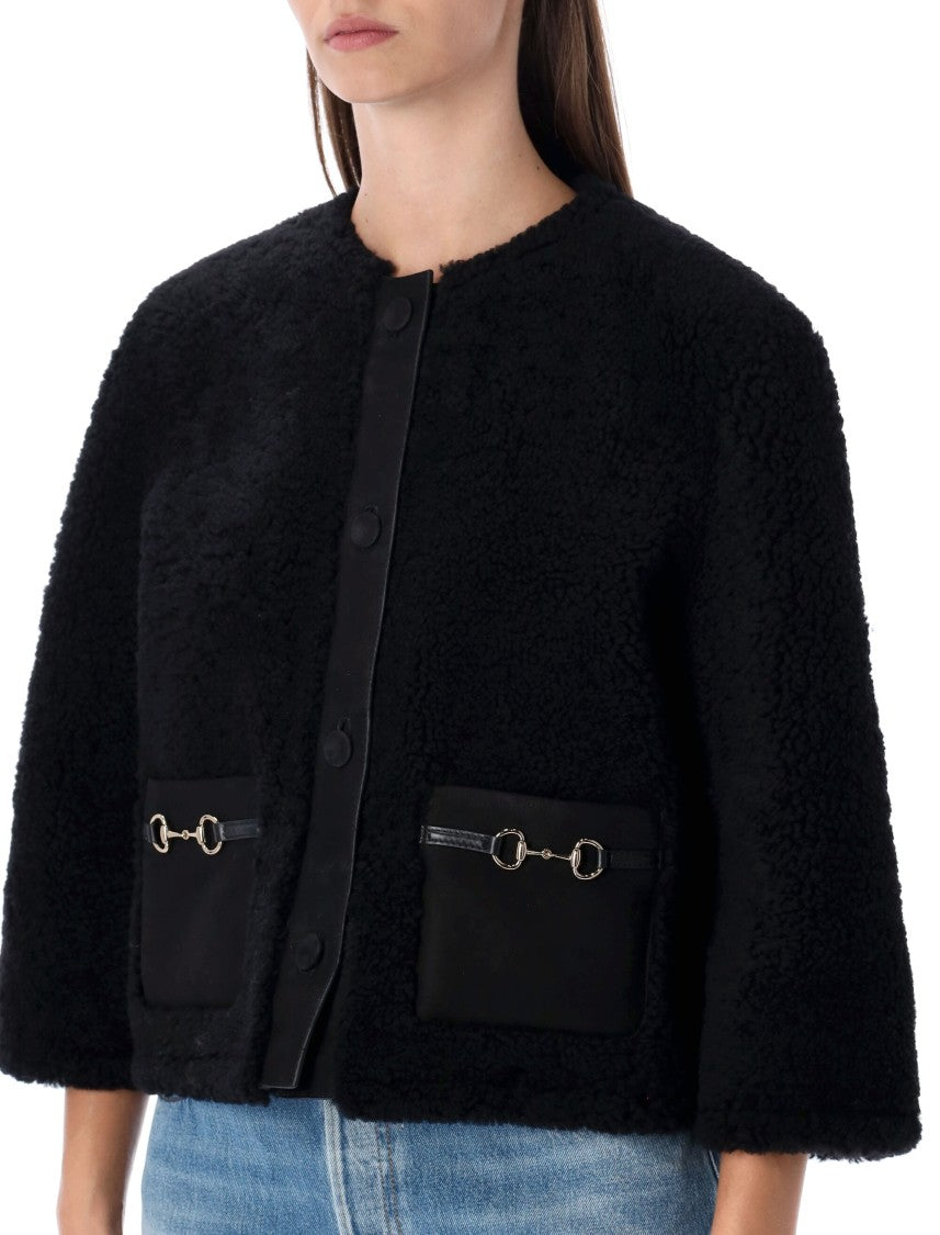 Gucci Shearling Jacket With Horsebit Details