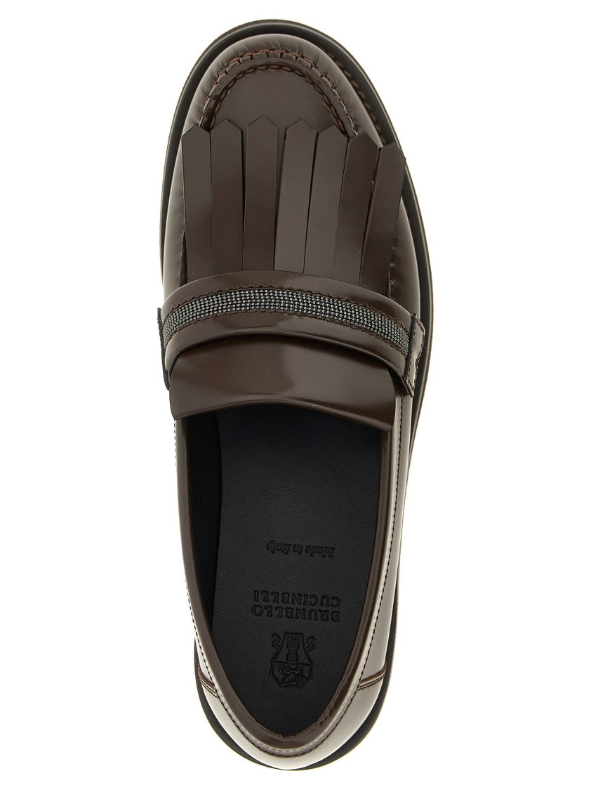 Brunello Cucinelli Leather Loafers With Monile Detail