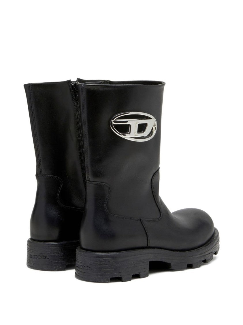 Diesel Mid-Calf Boots With Chunky Sole And Logo Detail